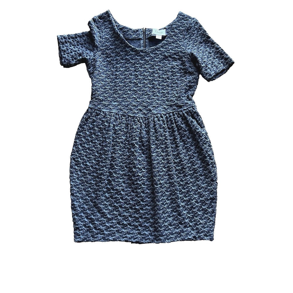 Ganni Anthropologie Athena Dress Gray Textured Knit Scoopneck Mini Size M